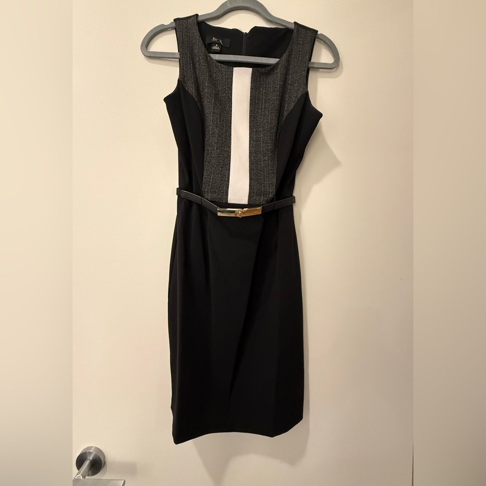 BCX Black and Gray Midi Dress with Belt